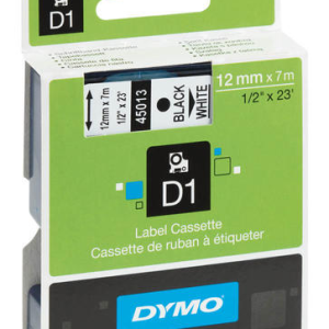 0237 Dymo Label Cassette 1/2" x 10' Black on White
