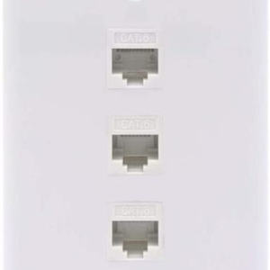 0447 Keystone 3-Port Ethernet Wall Plate White